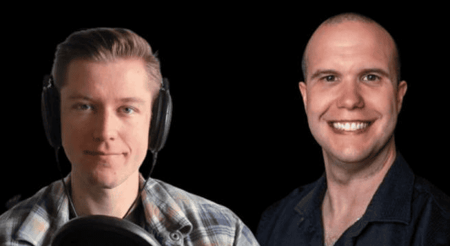 Two men smiling, one with headphones, promoting getWSOdownload.