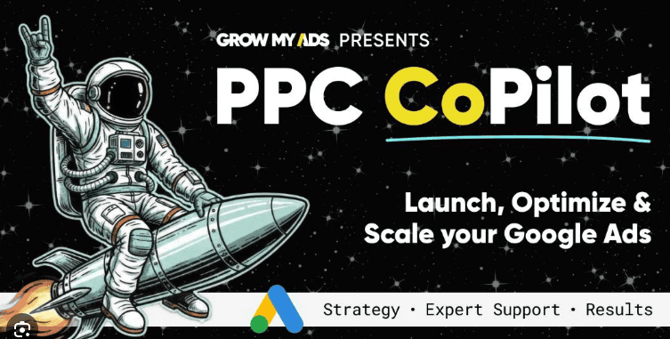 Astronaut riding a rocket for PPC CoPilot Google Ads tool.