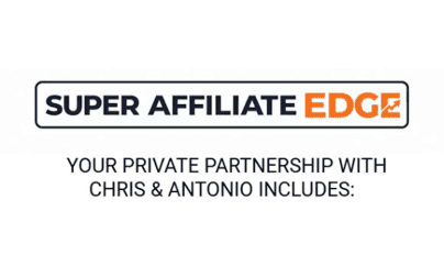 Chris Reader – Super Affiliate Edge Super Affiliate Edge logo with partnership details for affiliate marketing.