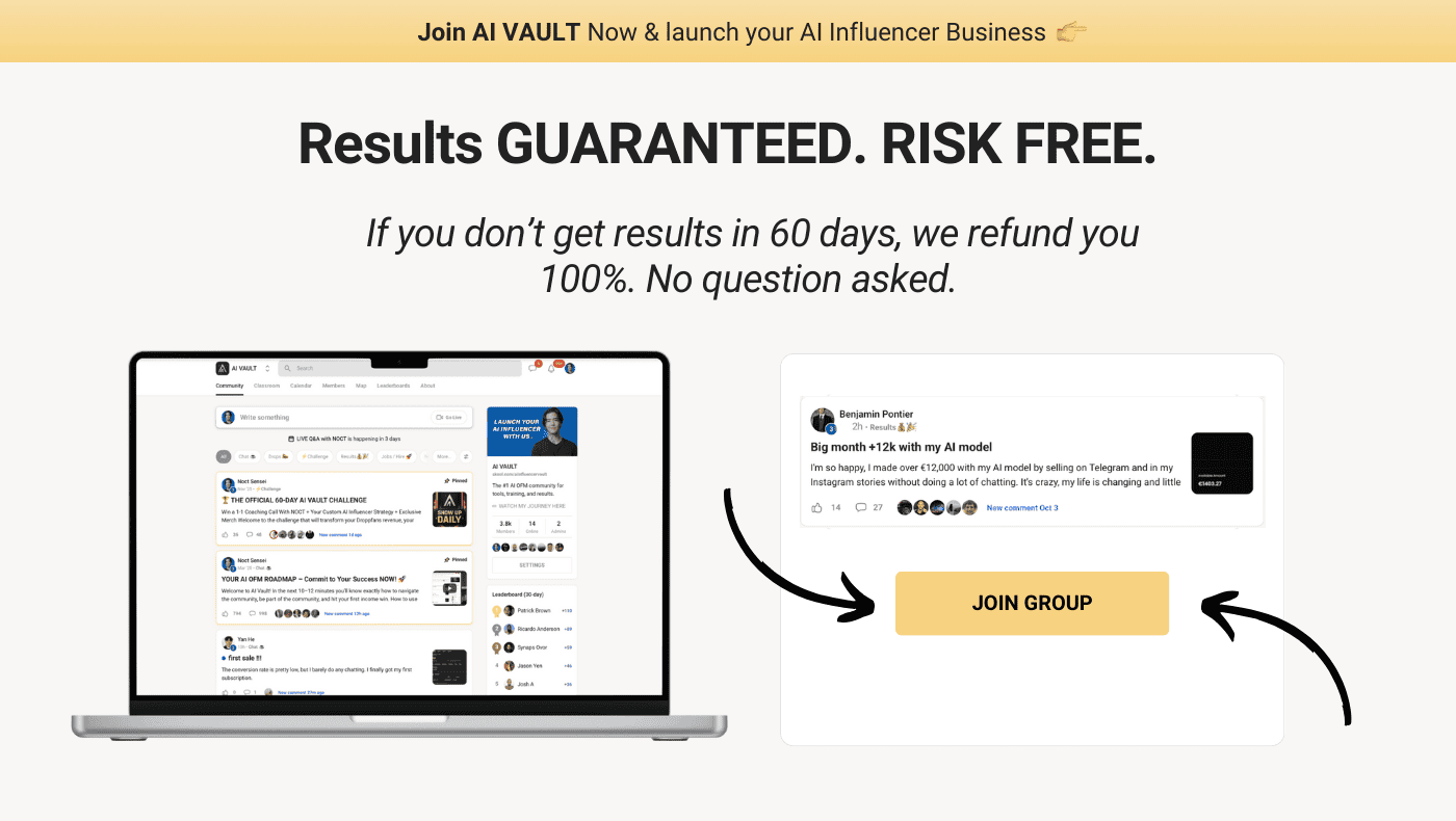 Mathieu Juanico – AI VAULT Screenshot of getWSOdownload platform showing results and join group button.